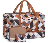 IBFUN Weekender Bag for Women Overnight Travel Duffel Bag with Shoe Compartment, E6-multicolor, Large, Expandable Weekender Bag With Back Side Luggage Sleeve and Adjustable Strap