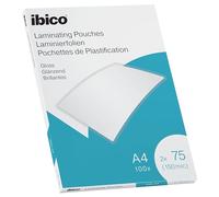 Ibico Laminating Pouches A4, 150 Micron (2x75), Anti-Static, Water Resistant, Rounded Corners, Crystal Clear Gloss Finish, Pack of 100 - Premium Quality & Long Lasting Document Protection, 627316