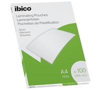 Ibico A4 Laminating Pouches, 200 Micron, Pack of 100, Gloss Crystal Clear | High Document Protection & Durability, Compatible with All Brands of Hot Pouch Laminators; 216 x 303 x 2mm