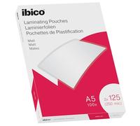 Ibico A5 Laminating Pouches, 250 Micron (2x125), High Document Protection & Durability, Pack of 100, Matt Finish, Clear, 627322
