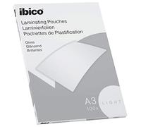 Ibico Basics A3 Laminating Pouches, Light Weight, High Document Protection & Durability, Pack of 100, Gloss Finish, Crystal Clear, 627311