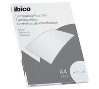 Ibico Basics A4 Laminating Pouches, Medium Weight, High Document Protection & Durability, Pack of 100, Gloss Finish, Crystal Clear, 627309