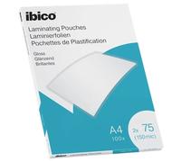 Ibico Laminating Pouches A4, 150 Micron (2x75), Anti-Static, Water Resistant, Rounded Corners, Crystal Clear Gloss Finish, Pack of 100 - Premium Quality & Long Lasting Document Protection, 627316