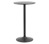 ibika wooden round bar table with metal base in matt black