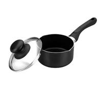 Ibili 406412 - Cazo con pico 12 cm Aluminio + Tapa de cristal, Black/Transparent