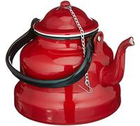 Ibili 910410 - Cafetera pava de acero esmaltado vitrificado Roja 1 l