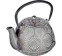 IBILI Cast Iron Bali Teapot, 1.2 Litres, Enamel Interior, Induction Safe, Grey