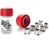 Ibili Linzer Cookie Set Christmas with 8 Cutters, Silver/Transparent/Red, 13 x 6 x 6 cm