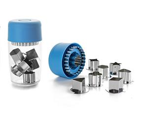 Ibili "Classic Linzer Cookie Cutter Set with 8 Cutters, Silver/Transparent/Blue