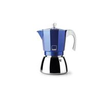 IBILI - Elba Blue espresso machine, 3 cups, 150 ml, cast aluminium, stainless steel base, with reducer for 2 cups, suitable for induction