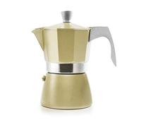 IBILI Evva Golden Express Moka Pot, 2 Cups, 100 ml, Cast Aluminium, Safe for Induction Hob
