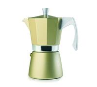 IBILI Evva Golden Express Moka Pot, 6 Cups, 300 ml, Cast Aluminium, Safe for Induction Hob