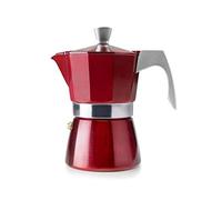 IBILI Evva Red Express Moka Pot, 3 Cups, 150 ml, Cast Aluminium, Safe for Induction Hob
