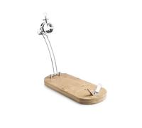 IBILI - Folding Ham Holder + Master Rotator, Stainless Steel + Bamboo, 48 x 18.5 cm