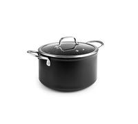 IBILI - Forged Aluminium Quarzo Pot, Glass lid and Stainless Steel Handles, 20 cm, 3.4 litres, Non-Stick, Suitable for Induction, Black/White