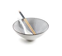 IBILI - Hakata Ramen Set, Bowl + Spoon + 2 Chopsticks, Porcelain