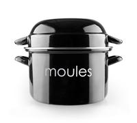 IBILI Mussels Pot, Black, 22 cm, Enamelled Steel, Suitable for Induction Hobs