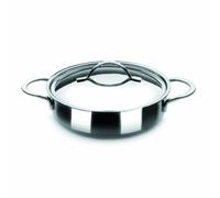 Ibili Noah Round Dish with Lid, Stainless Steel, Silver, 32 x 32 x 7 cm