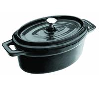 Ibili Oval Mini Casserole, enamelled cast iron, Black, 15 x 10 x 6 cm