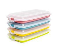 IBILI - Set of 4 Sausage and Sausage Caps 4 Lids 9.8 x 5.7 x 1.3 inches BPA Free Plastic Reusable Yellow + Red + Green + Blue Colorful