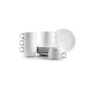 IBILI - Set of 6 170 ml Cups with Saucers Castilla Blanca, Porcelain