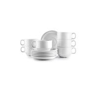IBILI - Set of 6 Cups of 230 ml with Saucers Castilla Blanca, Porcelain