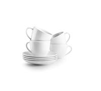 IBILI - Set of 6 Cups of 310 ml with Saucers Castilla Blanca, Porcelain