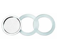 IBILI Silicone Gasket and Essential Filter Moka Pot, 10 Cups, Set of 2 Gaskets, 1 Filter