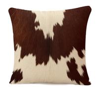 IBILIU Cowhide Print Throw Pillow Covers 18X18,Cow Hair Cow Skin Pattern Brown and White Cotton Linen Cushion Cases Decorative Pillow Cases for Couch Sofa Bedroom