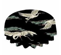 IBILIU Crane Round Tablecloth,Asia Bird Japanese Animal Water Resistant Polyester Table Cloth Decorative Table Cover for Kitchen, Dining Desk,Party,Holiday - 58 Inch