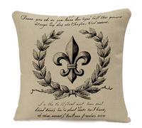 IBILIU Fleur De Lis Throw Pillow Covers 18X18,Flower Wreath Vintage Retro Black Linen Burlap Cushion Cases Decorative Pillow Cases for Couch Sofa Bedroom