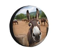 IBILIU Funny Donkey Spare Tire Cover,Cute Farm Animal Tire Cover Wheel Protectors Weatherproof Universal Fit for Cars Trailer RV SUV Camper Truck - 15 Inch