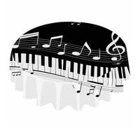 IBILIU Music Round Tablecloth,Piano Keys Music Notes Black and White Water Resistant Polyester Table Cloth Decorative Table Cover for Kitchen, Dining Desk,Party,Holiday - 58 Inch