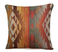 IBILIU Navajo Style Throw Pillow Covers 18X18,Native American Style Southwest American Orange Grey Cotton Linen Cushion Cases Decorative Pillow Cases for Couch Sofa Bedroom