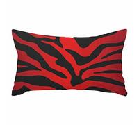 IBILIU Throw Pillow Covers Red and Black Zebra Print Stripes Animal Print Cushion Pillow Case Home Decor Pillowcase 12x20 Inches