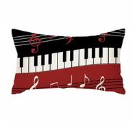 IBILIU Throw Pillow Covers Red Black White Piano Keys and Notes Cushion Pillow Case Home Decor Pillowcase 12x20 Inches