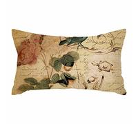 IBILIU Throw Pillow Covers Victorian Bird Paris French Botanical Rose Cushion Pillow Case Home Decor Pillowcase 12x20 Inches