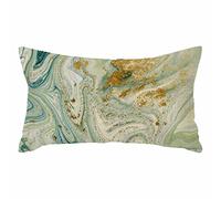 IBILIU Throw Pillow Covers Watercolor Marbled Blue Green and Golden Abstract Liquid Marble Pattern Gold Ink Pillow Case Home Decor Pillowcase 12x20 Inches