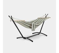 VonHaus Hammock with Stand - Freestanding 2 Person Striped Hammock Seat with Steel Frame - Polycotton Material & Adjustable Frame for Garden - Travel Bag for Outdoors (Green, 1 Person)