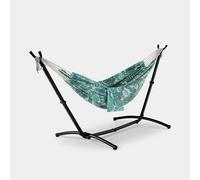 VonHaus Hammock with Stand - Freestanding 2 Person Hammock Seat with Steel Frame - Polycotton Material & Adjustable Frame for Garden - Travel Bag for Beach, Camping & Outdoors - Leaf Print