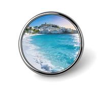Ibiza - Blue Button Pin Round Metal Lapel Pins Badges Classic Cute Brooche Pin Personalized Pinback Button Badges Novelty Funny Enamel Pins for Backpacks Jackets Bags