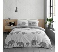 IBIZA DREAMS Luxurious Bee Happy Duvet Set With Matching Pillowcase Available In (Geo Elephant Grey Charcoal, Double)