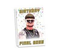 Ibiza Final Boss Birthday Boss Greetings Card | Jack Kay TikTok Guy Bowl Bob Cut Hairstyle Card | Viral TikTok Confetti Art Card