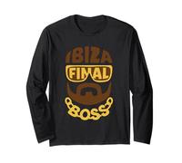 Ibiza Final Boss Typographic Portrait Minimalist Rave Party Long Sleeve T-Shirt