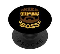Ibiza Final Boss Typographic Portrait Minimalist Rave Party PopSockets Adhesive PopGrip