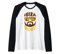 Ibiza Final Boss Typographic Portrait Minimalist Rave Party Raglan Baseball Tee