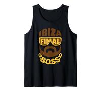 Ibiza Final Boss Typographic Portrait Minimalist Rave Party Tank Top