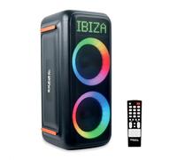 ibiza- GRAFFIK600-2x8"/20cm high power active baffle speaker on rechargeable battery - Dual light effects - Bluetooth, USB, Micro-SD, AUX, Guitar and Microphone - Black