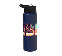 Ibiza Island Beach Retro Palm Tree Vintage Vacation Souvenir Stainless Steel Insulated Water Bottle