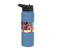 Ibiza Island Beach Retro Palm Tree Vintage Vacation Souvenir Stainless Steel Insulated Water Bottle